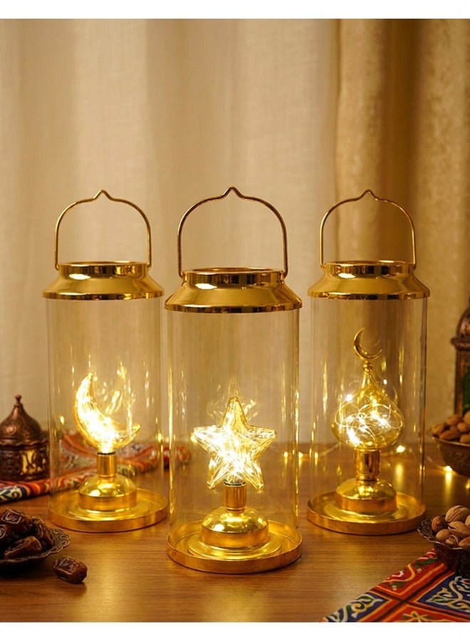 سوبر زي يوث فانوس ديكور رمضان، فانوس زجاجي ليلي، فانوس تخييم ريترو خفيف الوزن، للحفلات والمهرجانات - Image 1